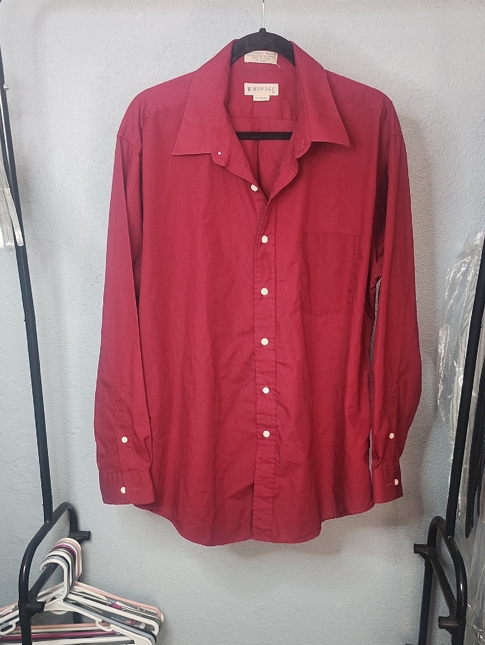 Windridge Men’s Long-Sleeve Button-Down Shirt - Burgundy